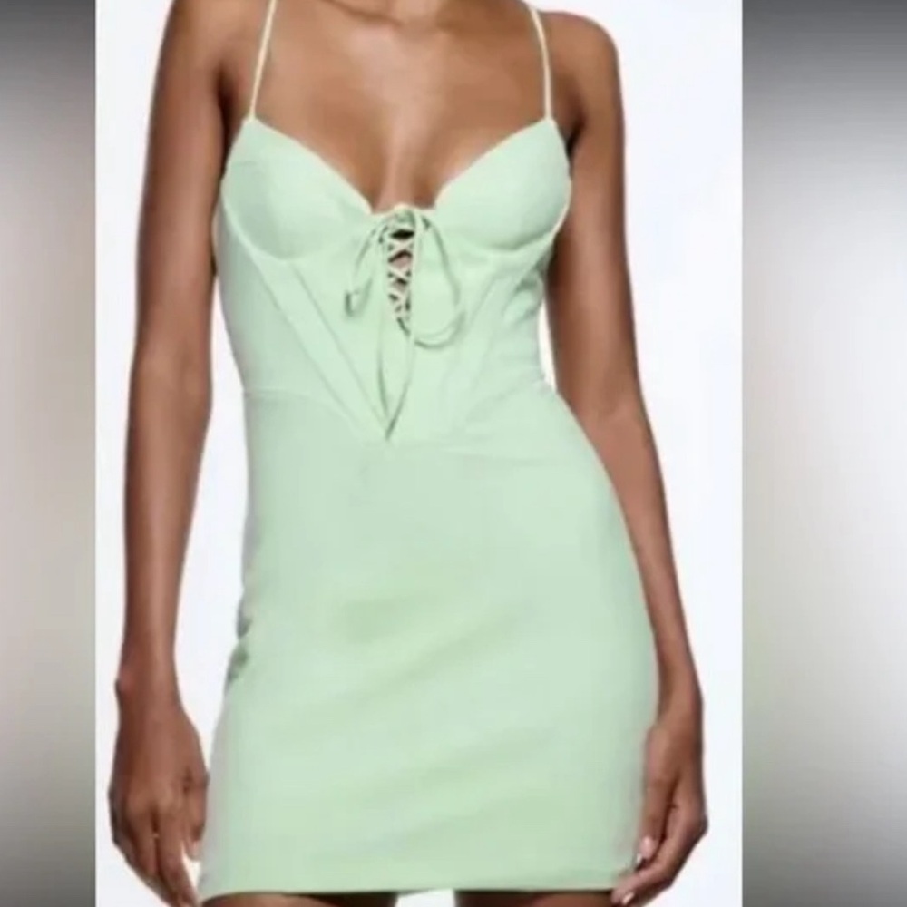 Zara Bodycon Summer Corset Dress - Mint Green - Size M